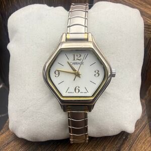 Vintage 2006 Carriage by Timex Hexagon Indiglo Two Tone Stretch Watch
